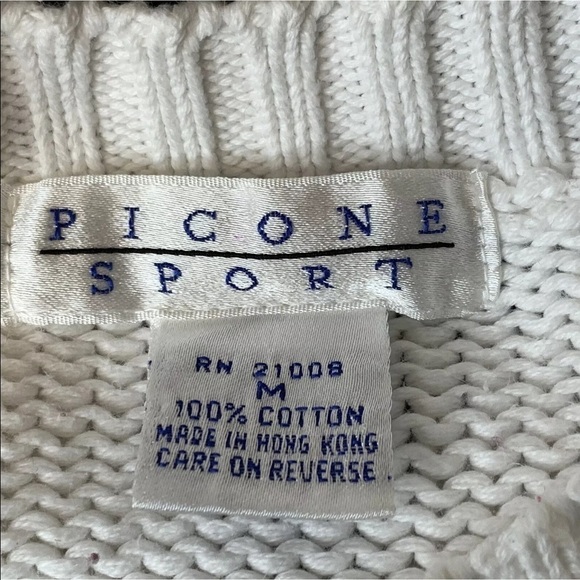Picone Sport Womens Size M Crew Neck Pullover‎ Sweater Argyle Print 100% Cotton - Picture 4 of 5